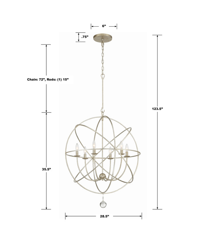 Crystorama Solaris 6 Light Black Sphere Chandelier