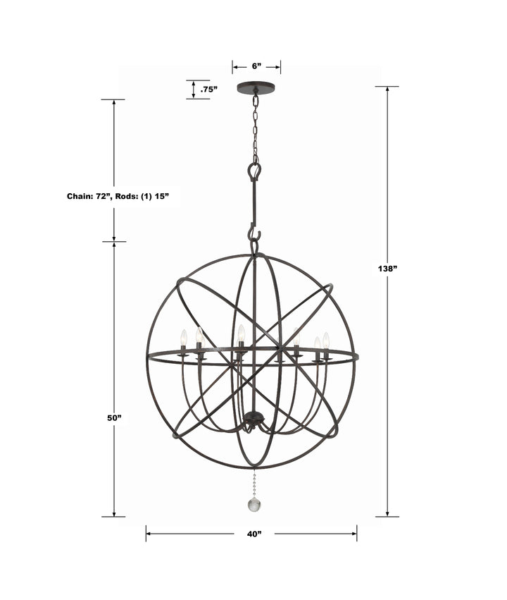 Crystorama Solaris 9 Light English Bronze Sphere Chandelier