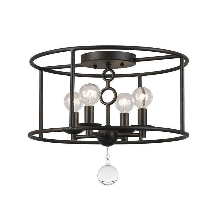 Crystorama Cameron 4 Light English Bronze Semi Flush Mount