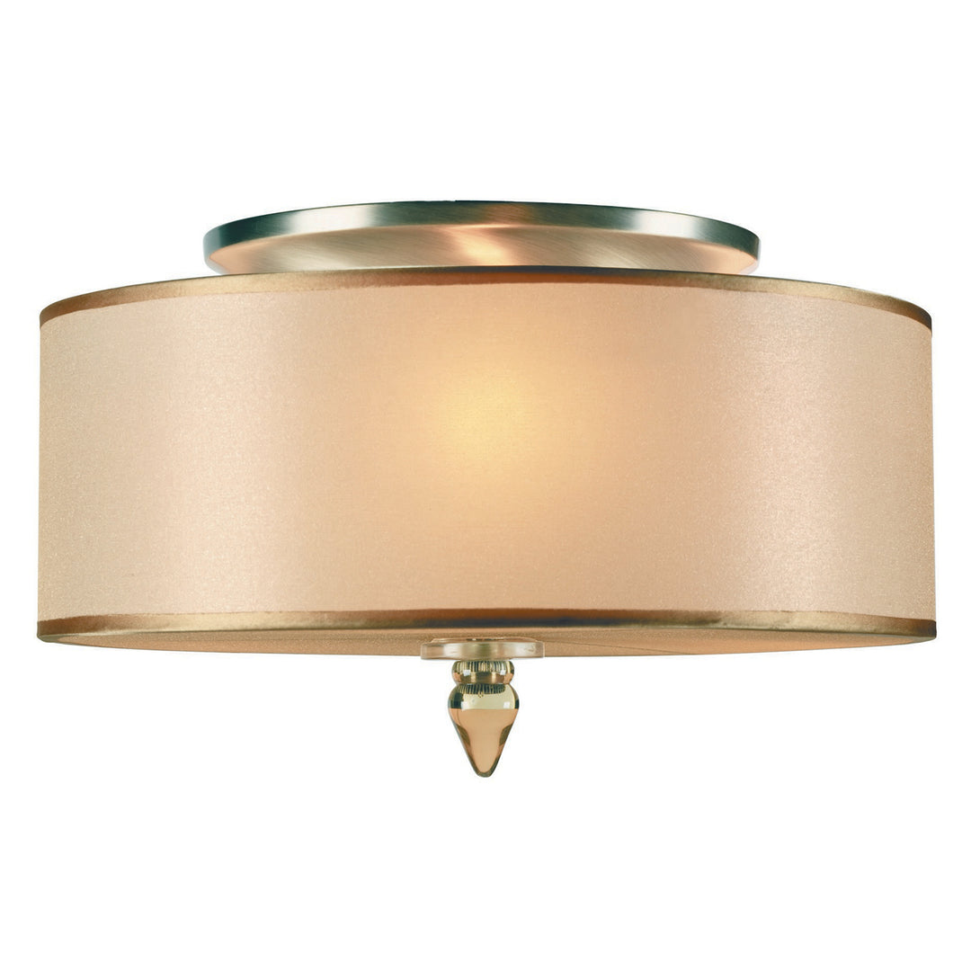 Crystorama Luxo 3 Light Drum Shade Antique Brass Flush Mount