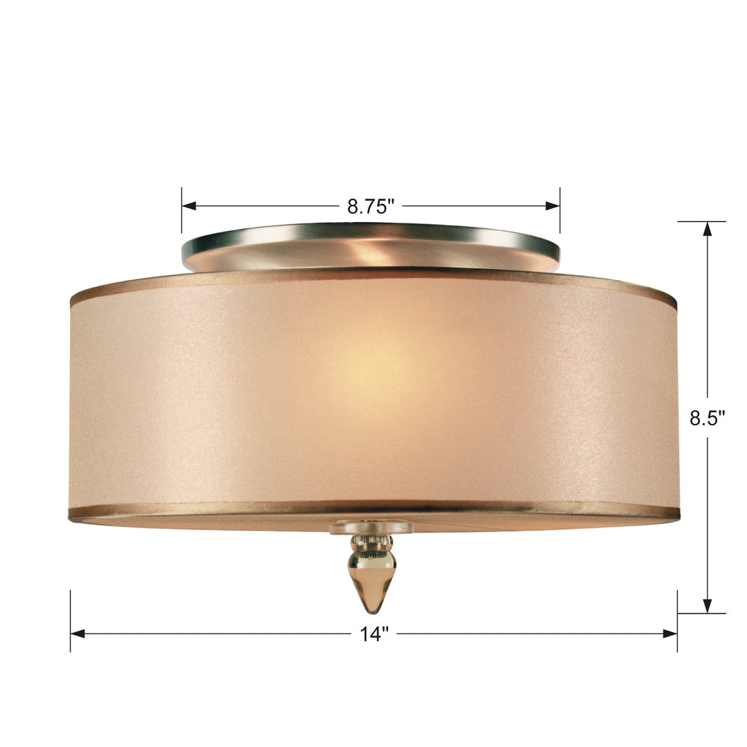 Crystorama Luxo 3 Light Drum Shade Antique Brass Flush Mount