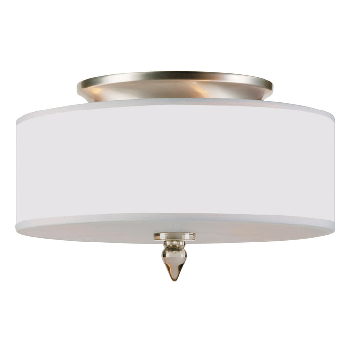 Luxo 3 Light Drum Shade Antique Brass Flush Mount