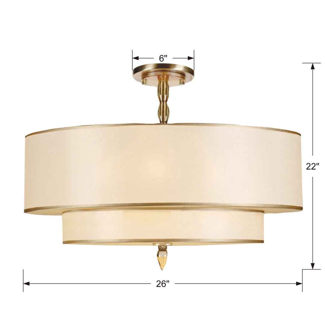 Crystorama Luxo 5 Light Antique Brass Semi Flush Mount