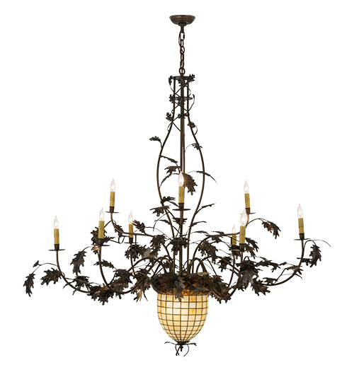 63"W Greenbriar Oak 9 Arm Chandelier