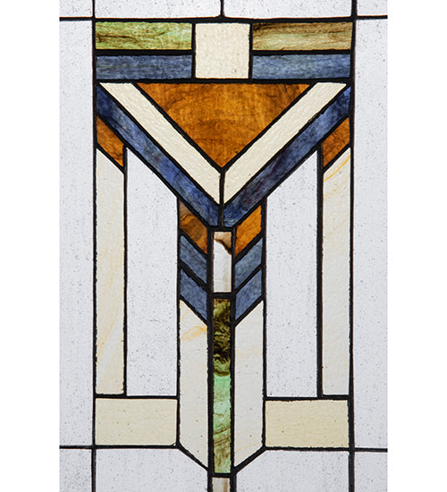 17"W X 30"H Prairie Wood Frame Stained Glass Window