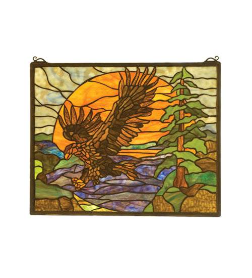 20"W X 16"H Eagle At Sunset Stained Glass Window