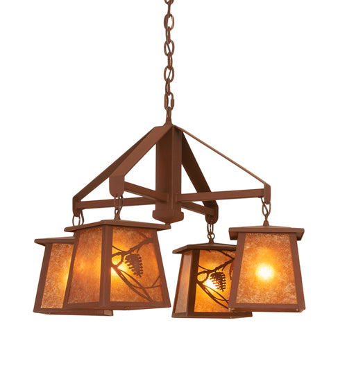 28" Wide Whispering Pines 4 Lt Chandelier