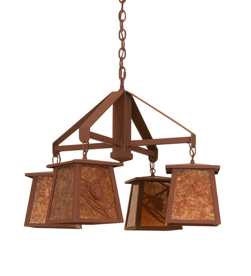 28" Wide Whispering Pines 4 Lt Chandelier