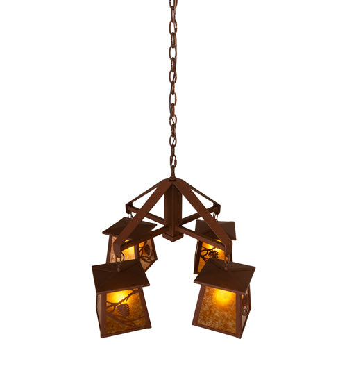 28" Wide Whispering Pines 4 Lt Chandelier