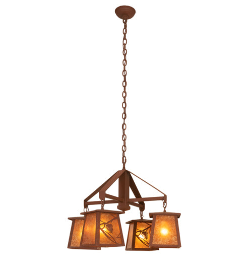 28" Wide Whispering Pines 4 Lt Chandelier