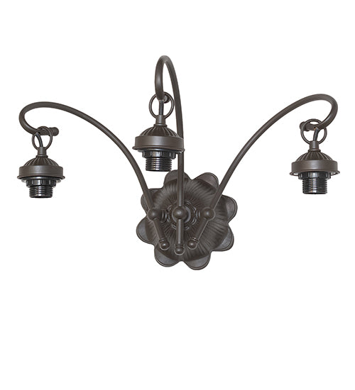 15" Wide Mahogany Bronze 3 Arm Wall Sconce Hardware