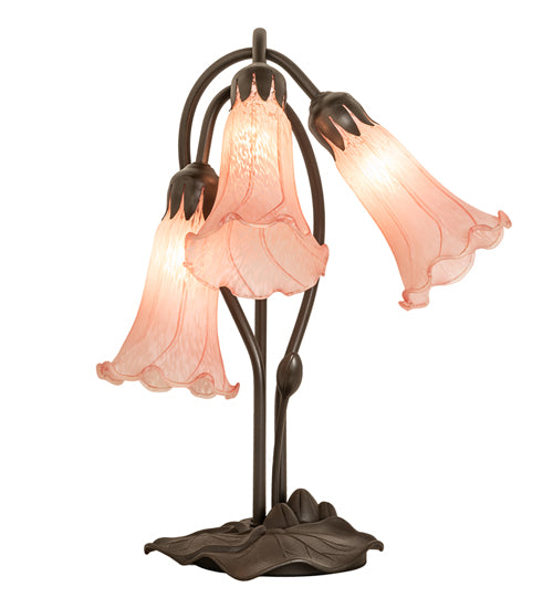 16" High Pink Tiffany Pond Lily 3 Light Accent Lamp