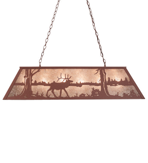 48" Long Elk At Lake Oblong Pendant