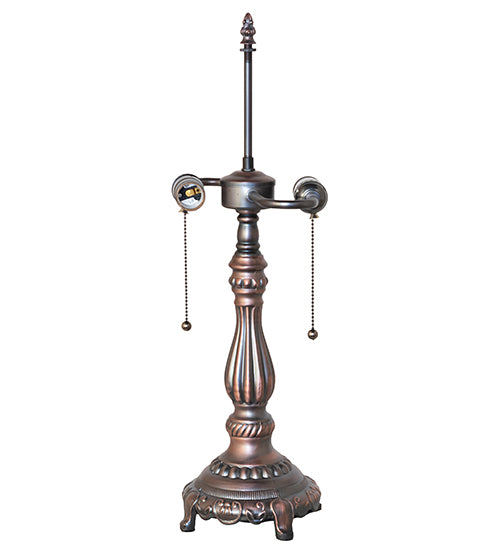 22" High Mahogany Bronze 2 Light Footed Table Base