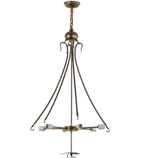 40" Wide Antique Copper 6 Lt Inverted Pendant Hardware