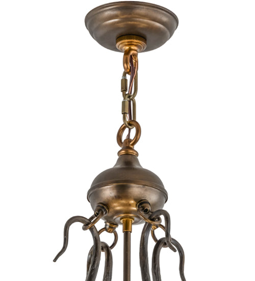 40" Wide Antique Copper 6 Lt Inverted Pendant Hardware