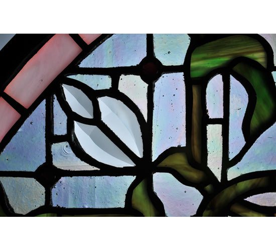 20"W X 20"H Tulip Bevel Medallion Stained Glass Window