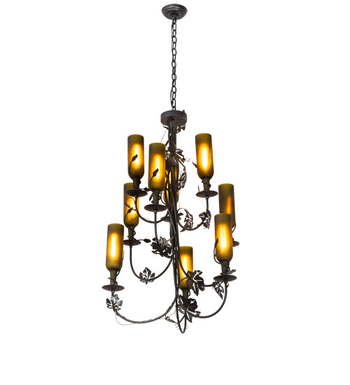 34" Wide Tuscan Vineyard 9 Lt Wine Bottle Chandelier