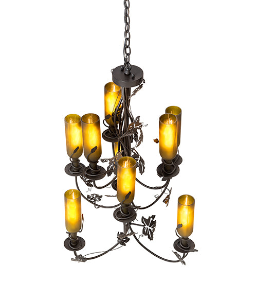 34" Wide Tuscan Vineyard 9 Lt Wine Bottle Chandelier