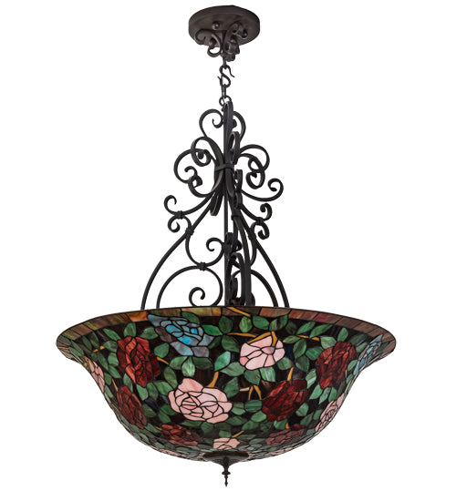 38"W Tiffany Rosebush Inverted Pendant