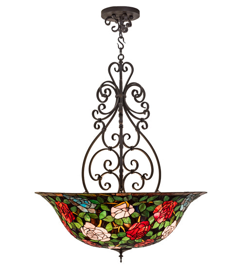 38"W Tiffany Rosebush Inverted Pendant