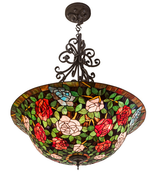 38"W Tiffany Rosebush Inverted Pendant