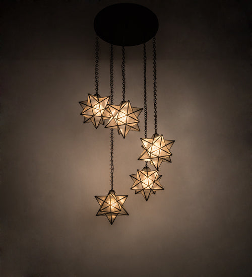 45" Wide Moravian Star 5 Light Cascading Pendant