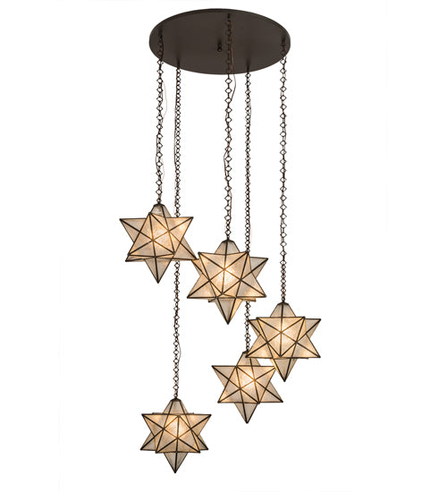 45" Wide Moravian Star 5 Light Cascading Pendant