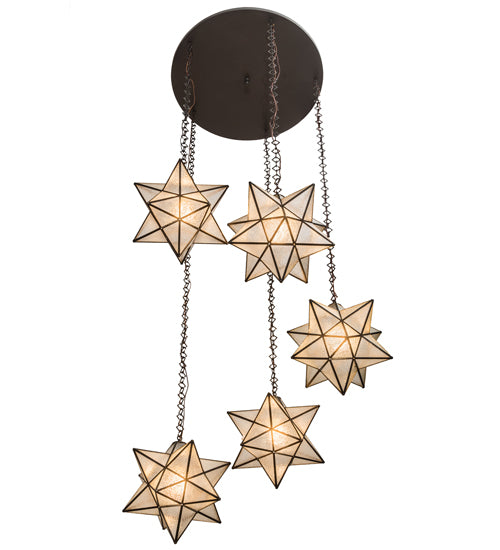 45" Wide Moravian Star 5 Light Cascading Pendant