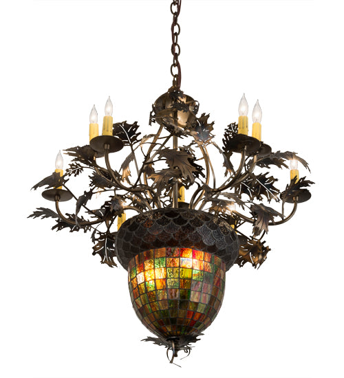 34"W Greenbriar Oak 9 Lt Chandelier