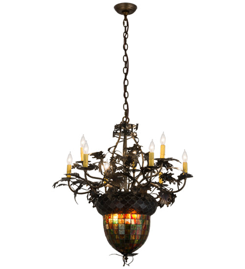 34"W Greenbriar Oak 9 Lt Chandelier