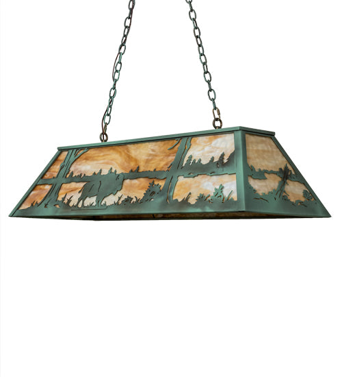 48" Long Buffalo At Lake Oblong Pendant