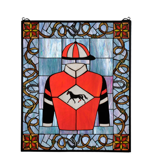 25"W X 30"H Jockey Silks Stained Glass Window