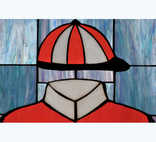 25"W X 30"H Jockey Silks Stained Glass Window