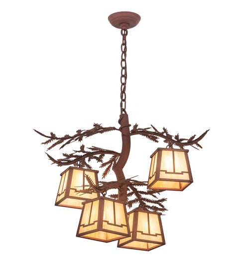 26" Wide Pine Branch Valley View 4 Light Chandelier