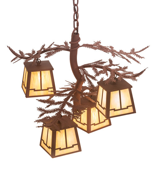 26" Wide Pine Branch Valley View 4 Light Chandelier