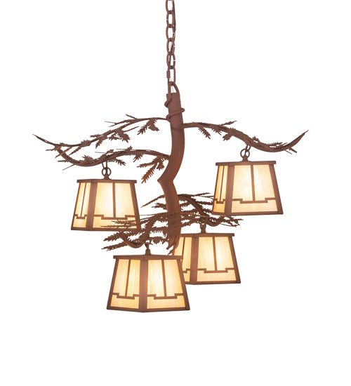 26" Wide Pine Branch Valley View 4 Light Chandelier