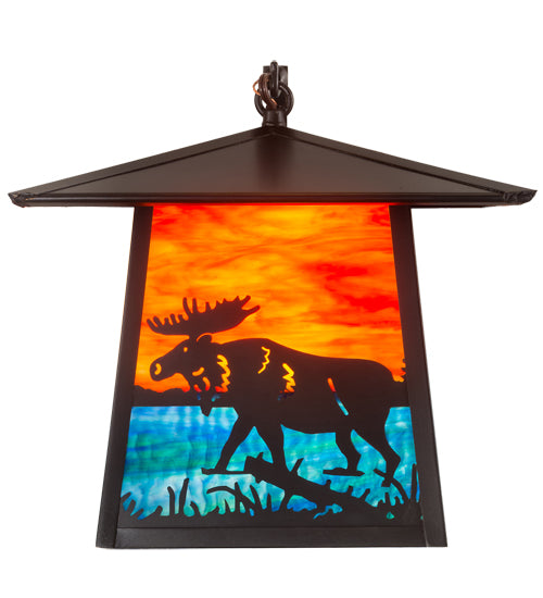 12" Wide Stillwater Moose At Lake Curved Arm Wall Sconce