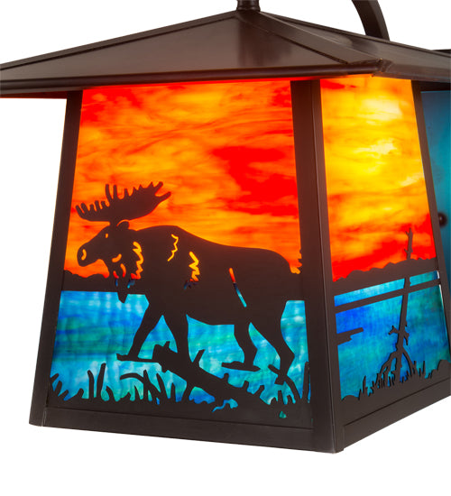 12" Wide Stillwater Moose At Lake Curved Arm Wall Sconce