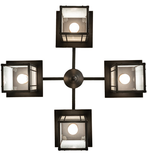 33" Square Prairie Mission 4 Light Chandelier