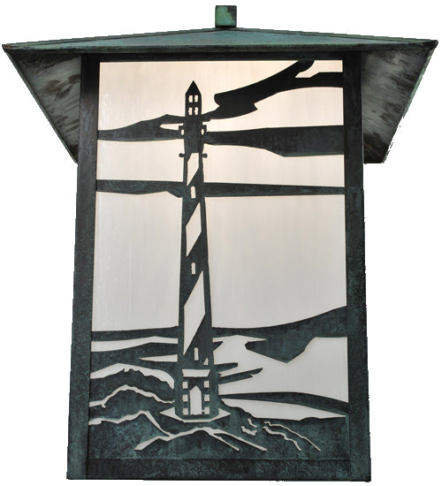 17" Wide Lighthouse & Trawler Straight Arm Wall Sconce