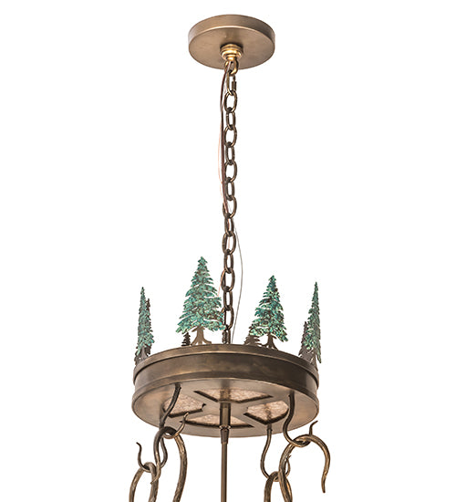 38" Wide Wildlife At Pine Lake Inverted Pendant