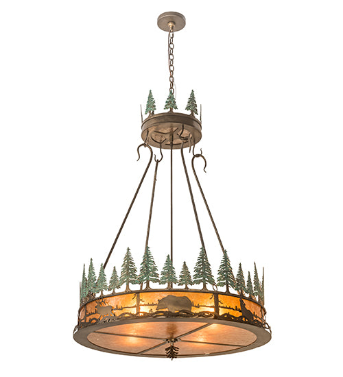 38" Wide Wildlife At Pine Lake Inverted Pendant