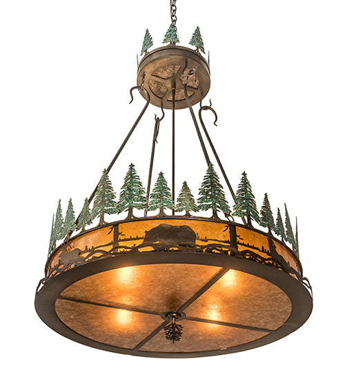 38" Wide Wildlife At Pine Lake Inverted Pendant