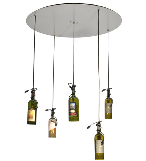 36"W Tuscan Vineyard 5 Bottle Cascading Pendant