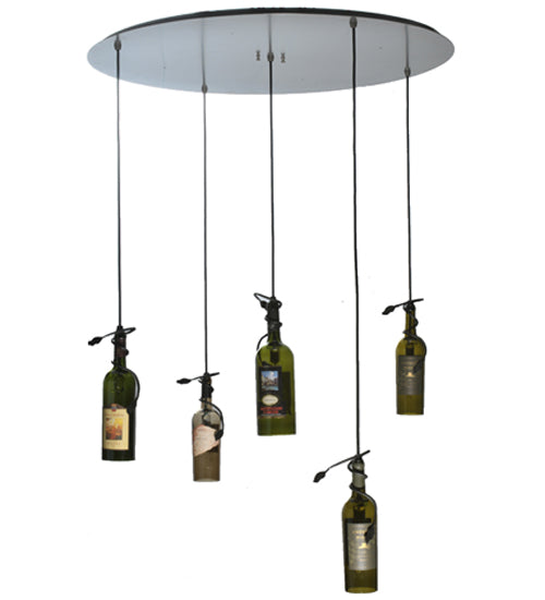 36"W Tuscan Vineyard 5 Bottle Cascading Pendant