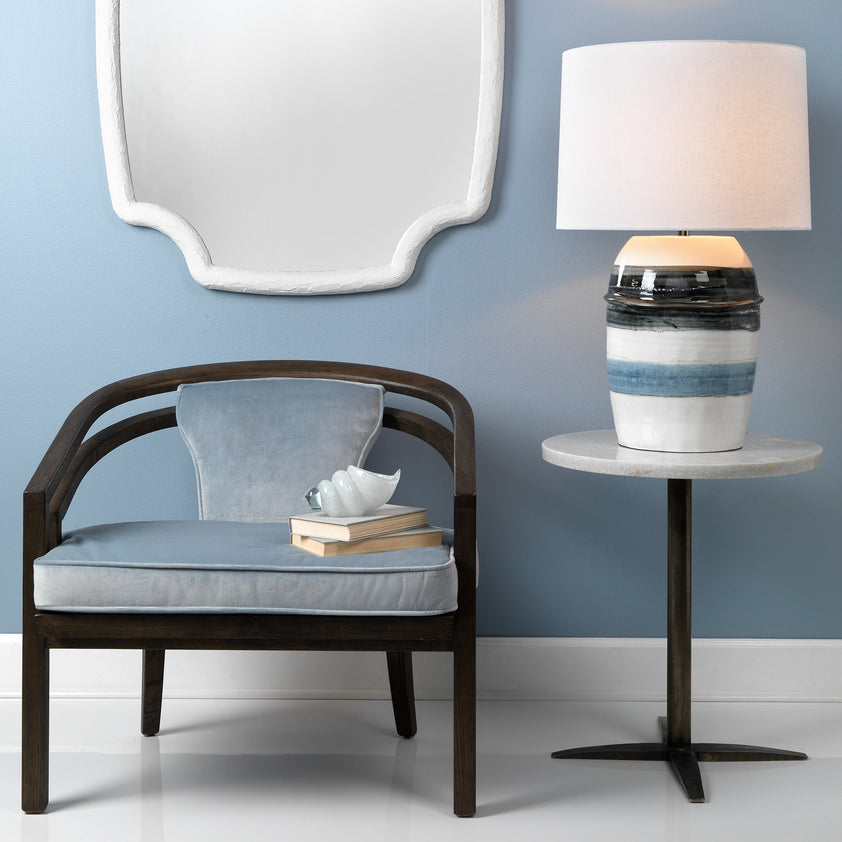 Horizon Striped Table Lamp-White