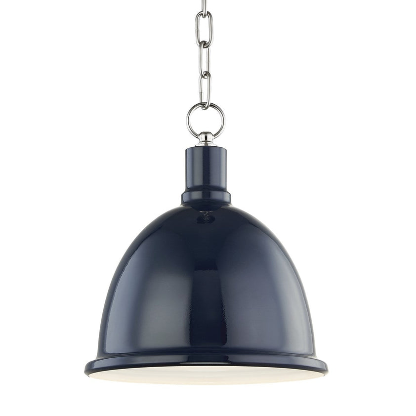 Blair Pendant 12" - Polished Nickel/Navy