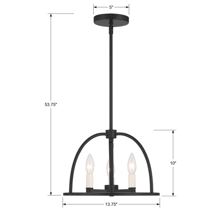 Crystorama Abbott 3 Light Black Mini Chandelier