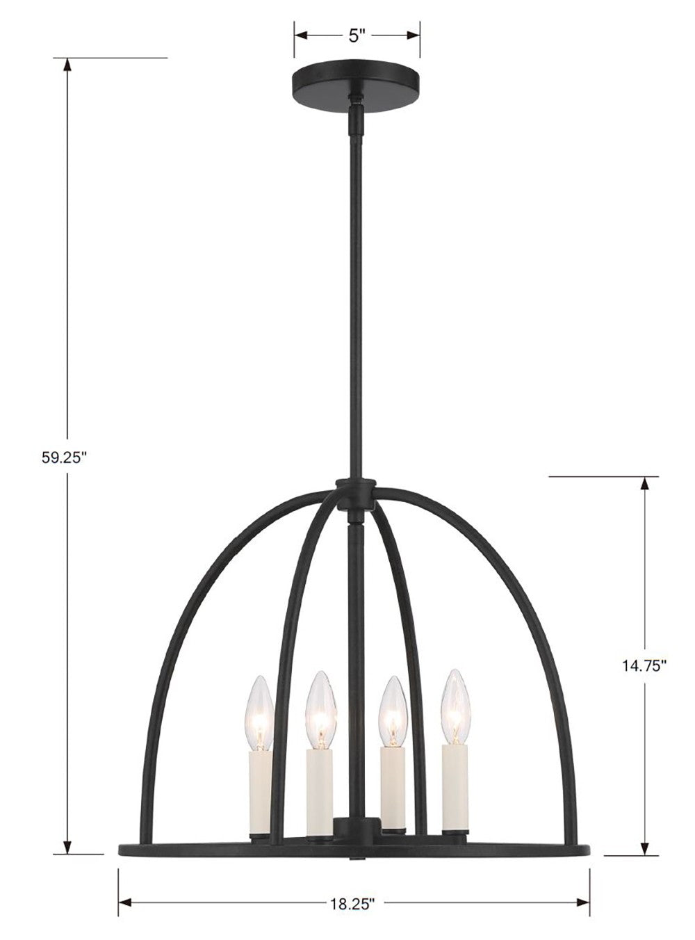 Crystorama Abbott 4 Light Black Chandelier